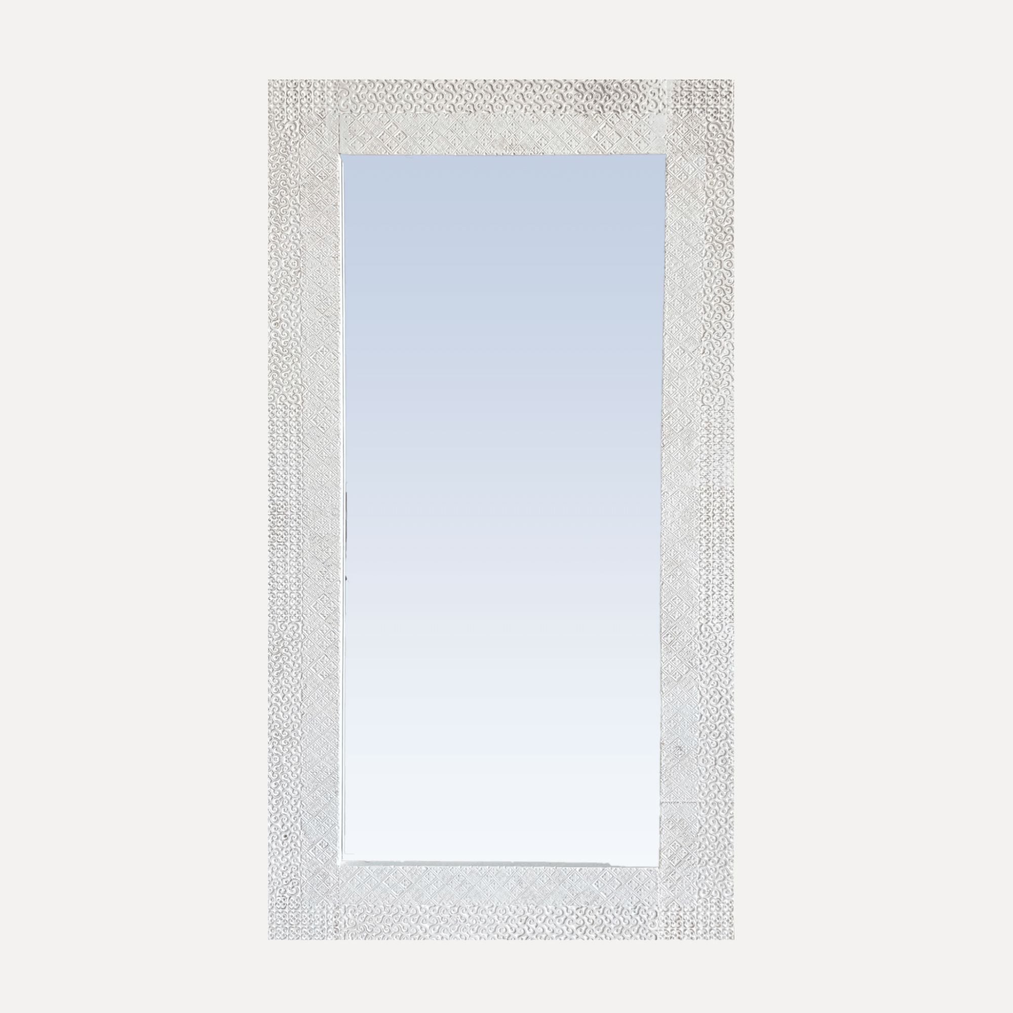 Elm Carved Mirror - 2000H x 1100W - White Homewares Beachwood Designs