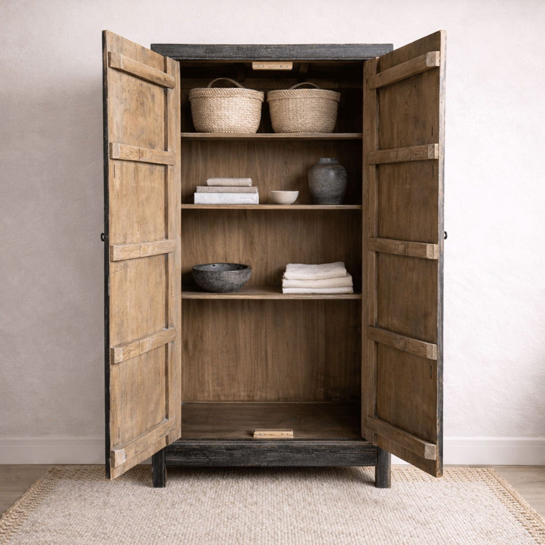 Elm Cupboard - Distressed Black Living Furniture Beachwood Designs 