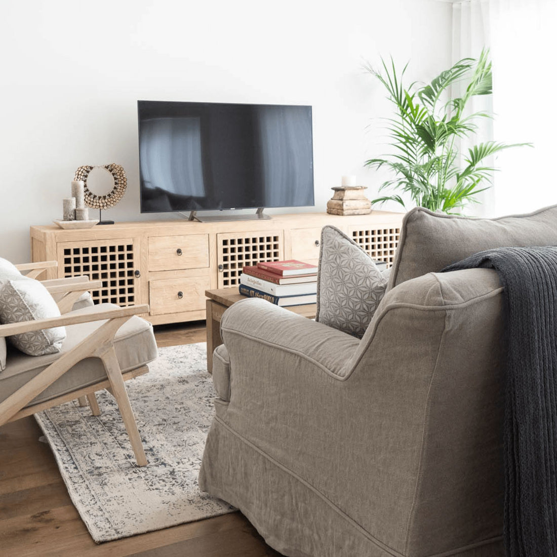 Elm Media Unit L1800mm - Lattice Doors Living Furniture Beachwood Designs 
