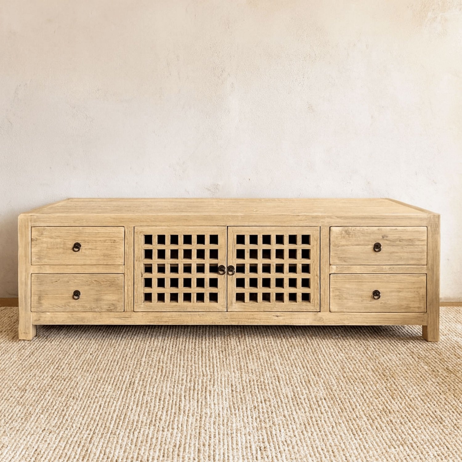 Elm Media Unit L1800mm - Lattice Doors Living Furniture Beachwood Designs Natural Elm 