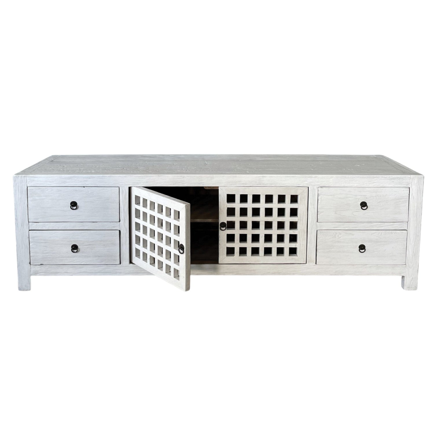 Elm Media Unit L1800mm - Lattice Doors Living Furniture Beachwood Designs White 