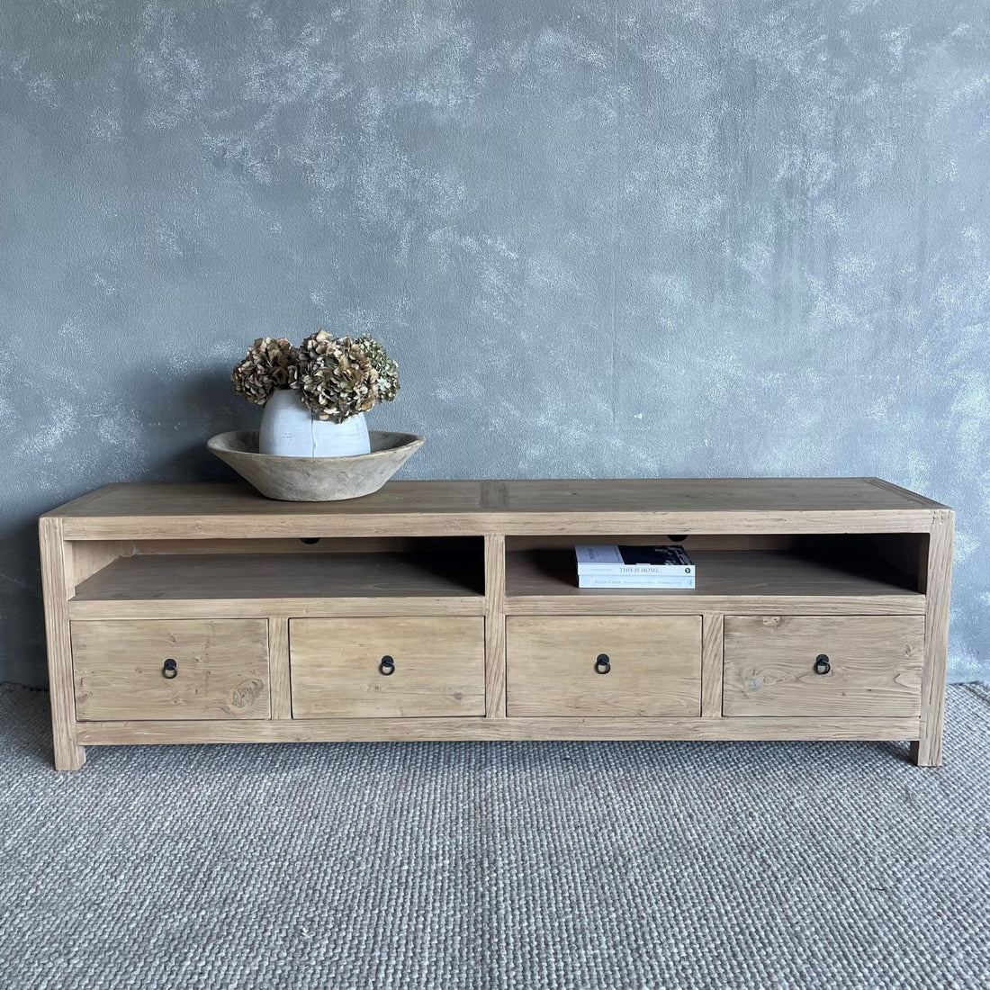 Elm Media Unit L2200mm - Open Shelf Living Furniture Beachwood Designs 