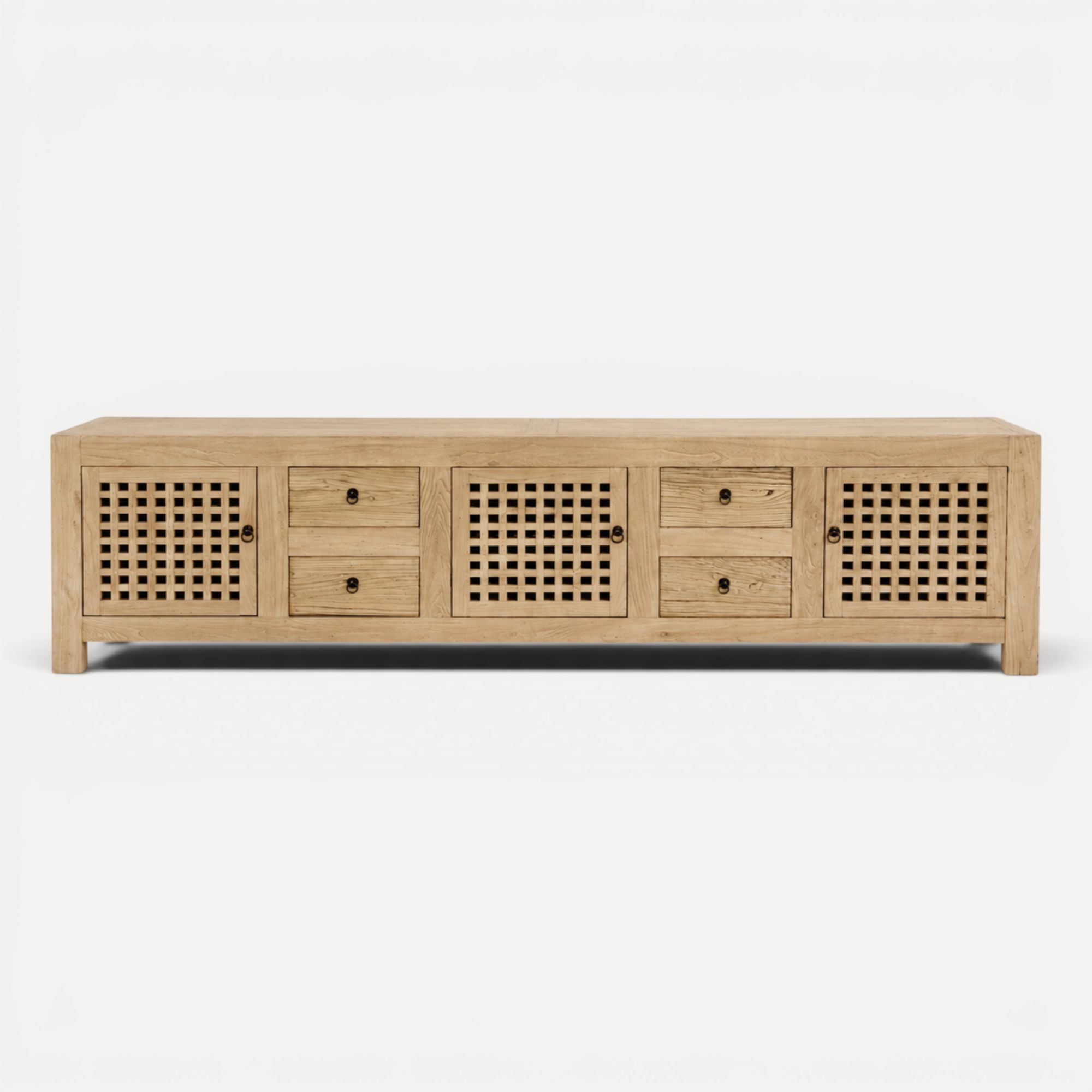 Elm Media Unit L2500mm - Lattice Doors Living Furniture Beachwood Designs Natural Elm 