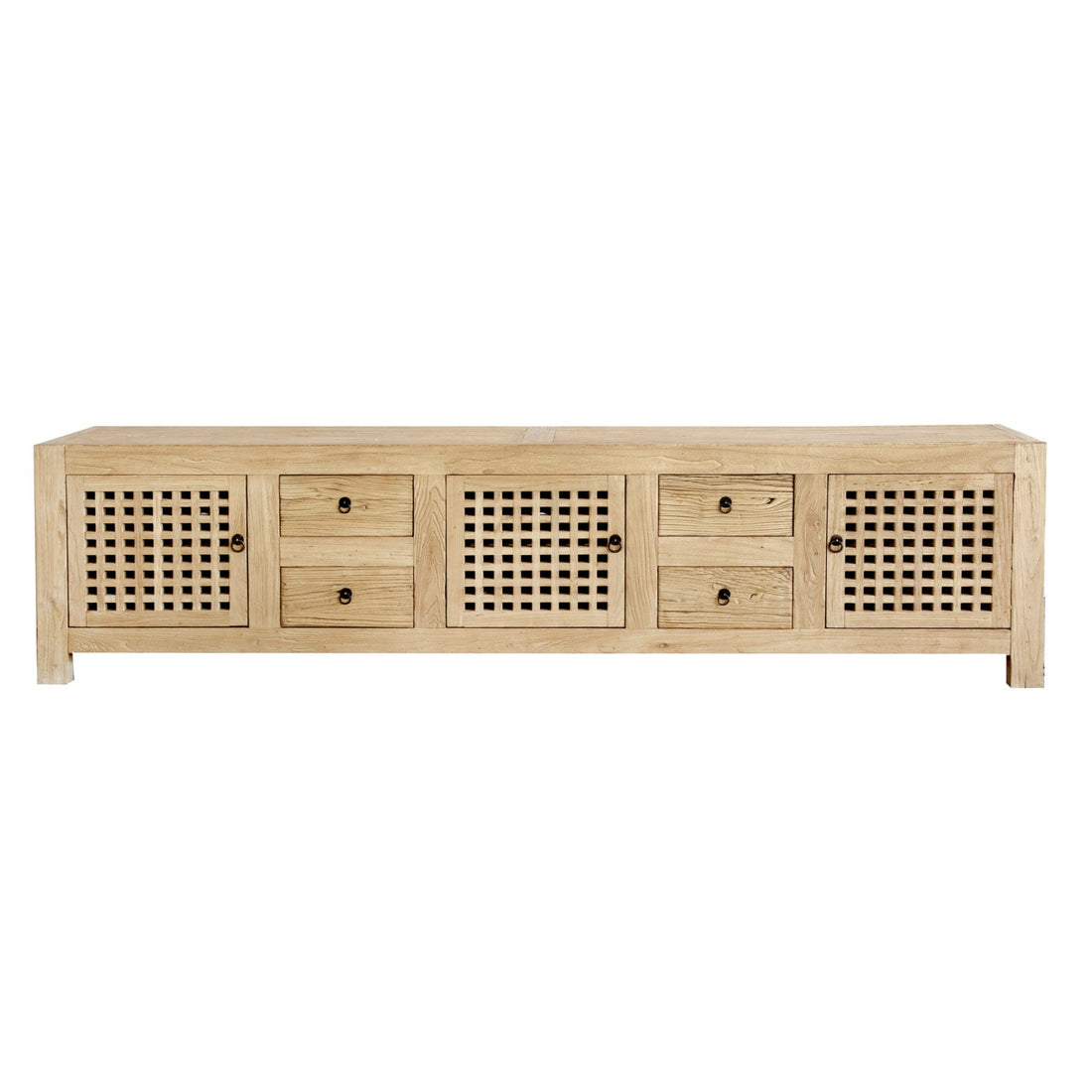 Elm Media Unit L2500mm - Lattice Doors Living Furniture Beachwood Designs Natural Elm 