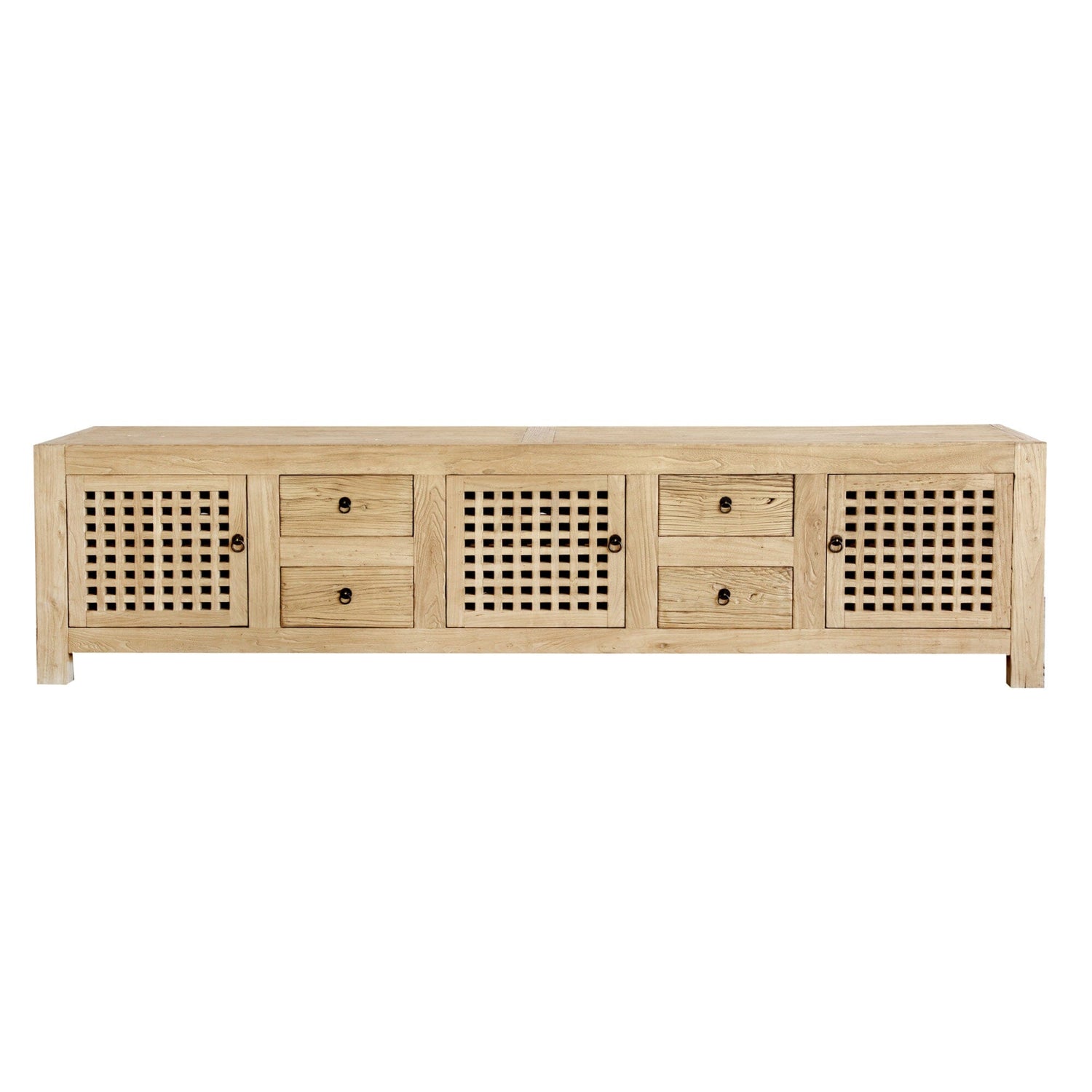 Elm Media Unit L2500mm - Lattice Doors Living Furniture Beachwood Designs Natural Elm 