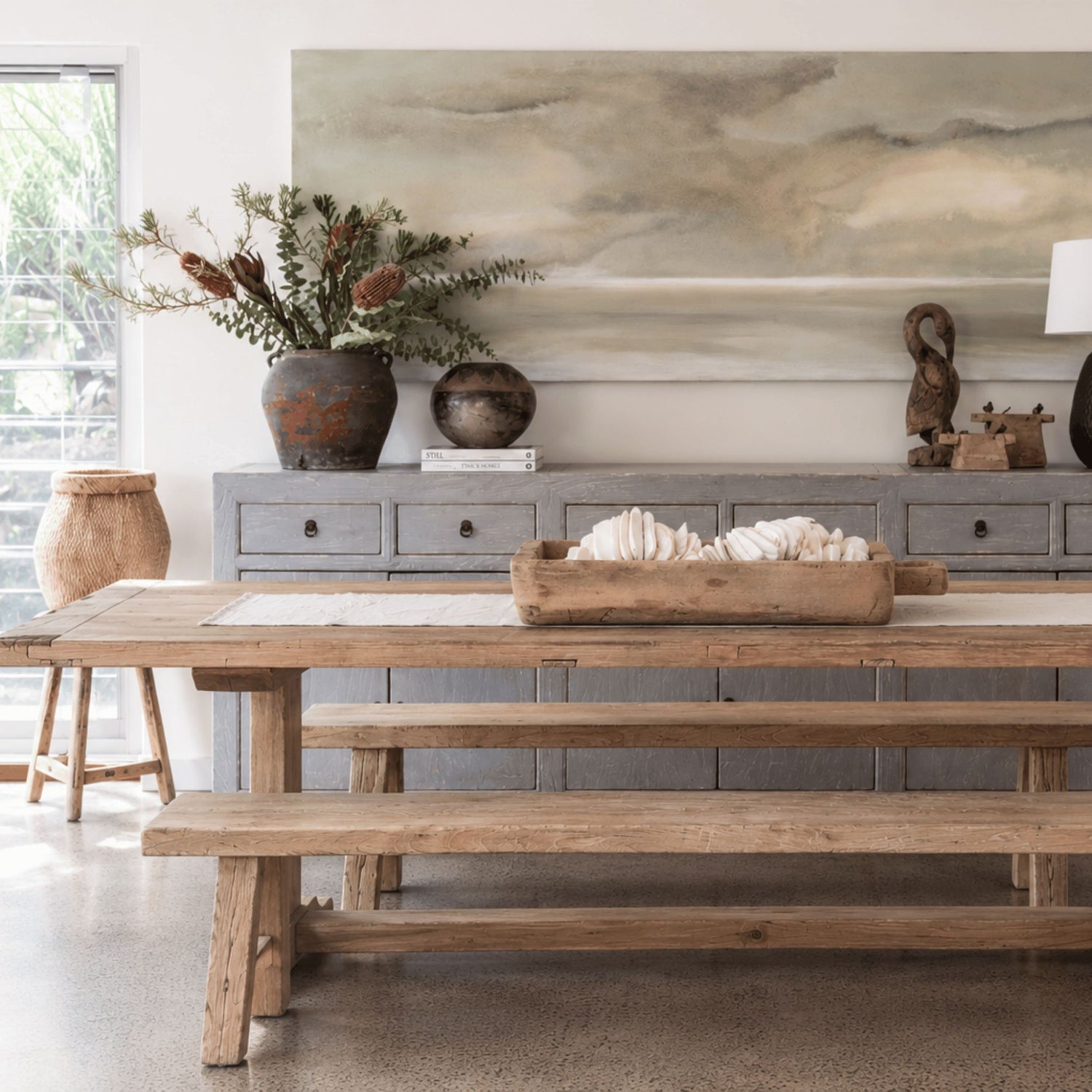 Elm Pedestal Dining Table L1800mm - Natural Dining Furniture Beachwood Designs 