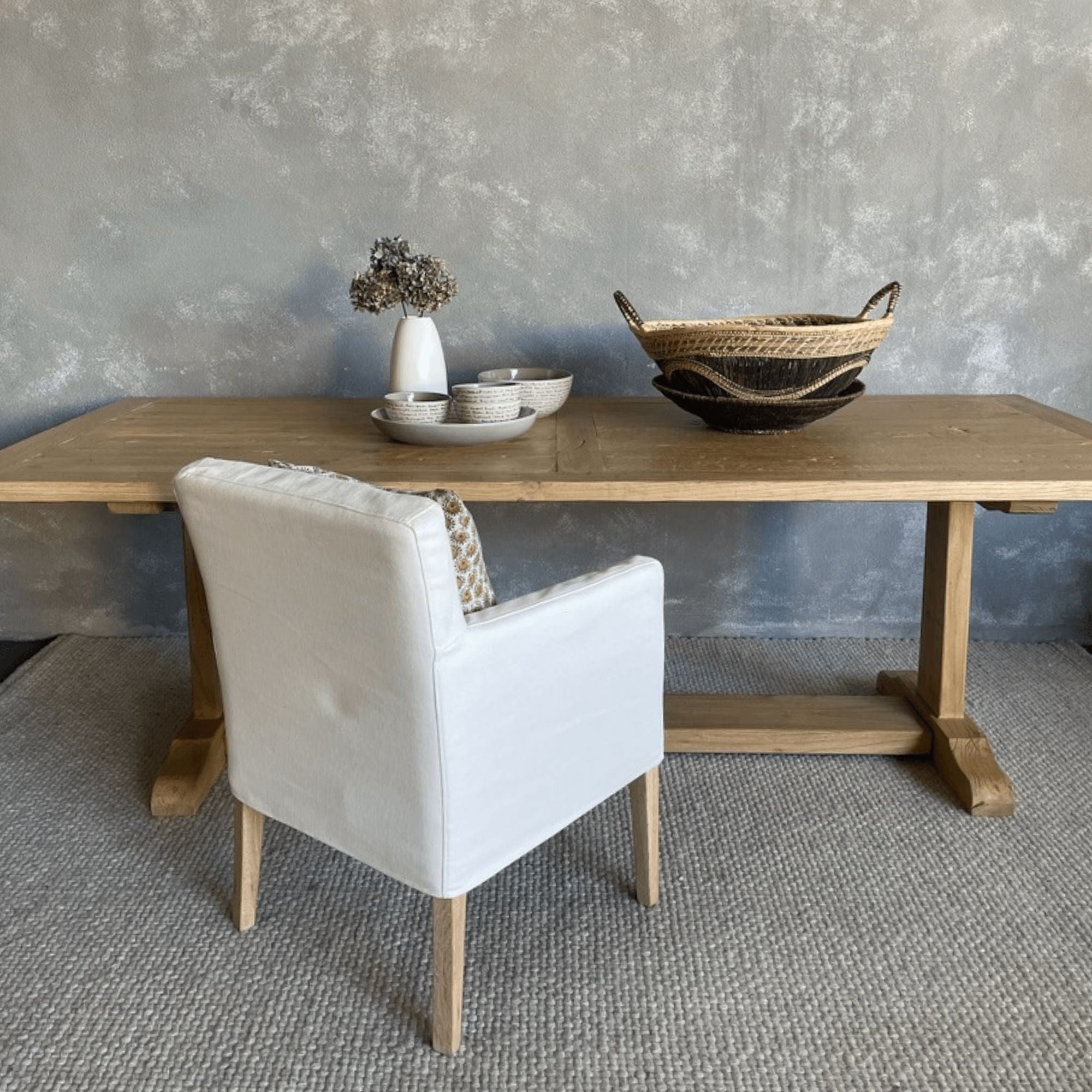 Elm Pedestal Dining Table L2200mm - Natural Dining Furniture Beachwood Designs 