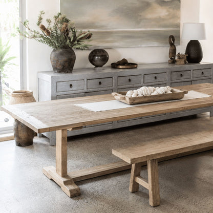 Elm Pedestal Dining Table L2200mm - Natural Dining Furniture Beachwood Designs 