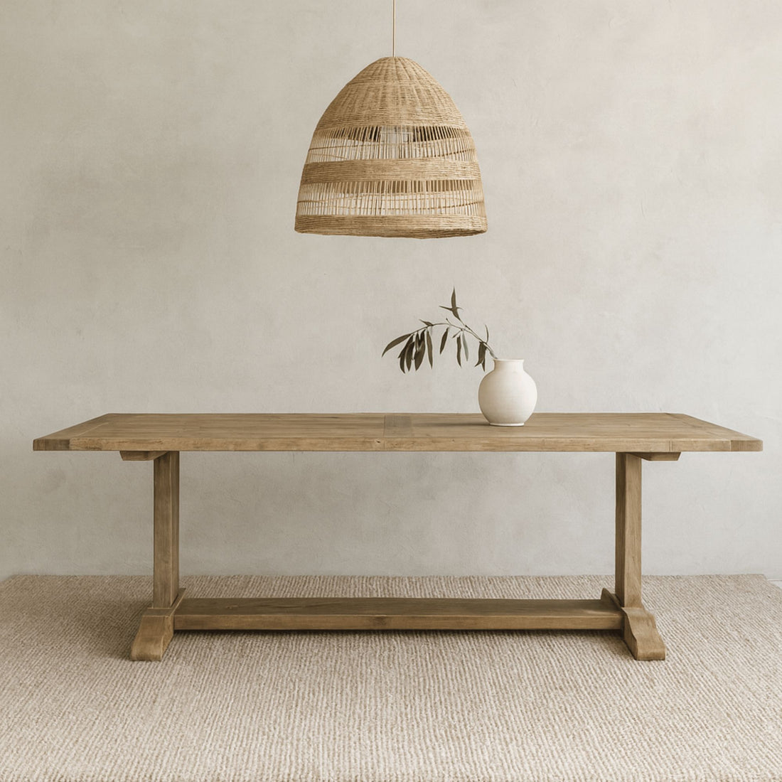 Elm Pedestal Dining Table L2200mm - Natural Dining Furniture Beachwood Designs 