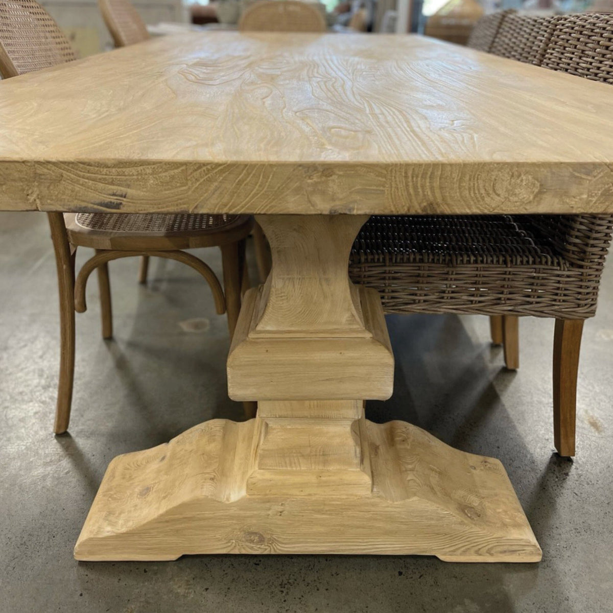 Elm Pedestal Dining Table L2440mm Dining Furniture Beachwood Designs