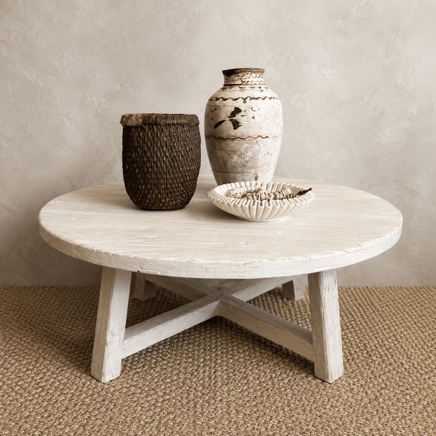 Elm Round Coffee Table - D1050mm - White Living Furniture Beachwood Designs 