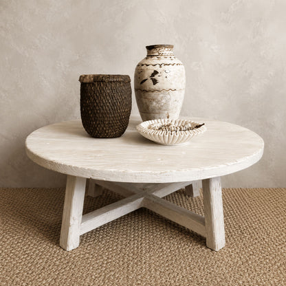 Elm Round Coffee Table - D1050mm - White Living Furniture Beachwood Designs 