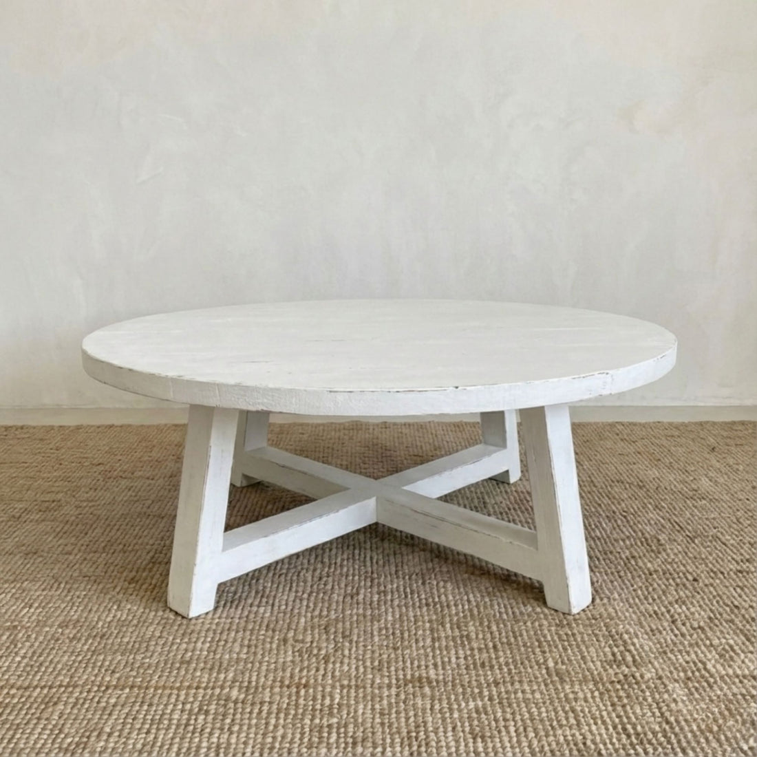 Elm Round Coffee Table - D1050mm - White Living Furniture Beachwood Designs 
