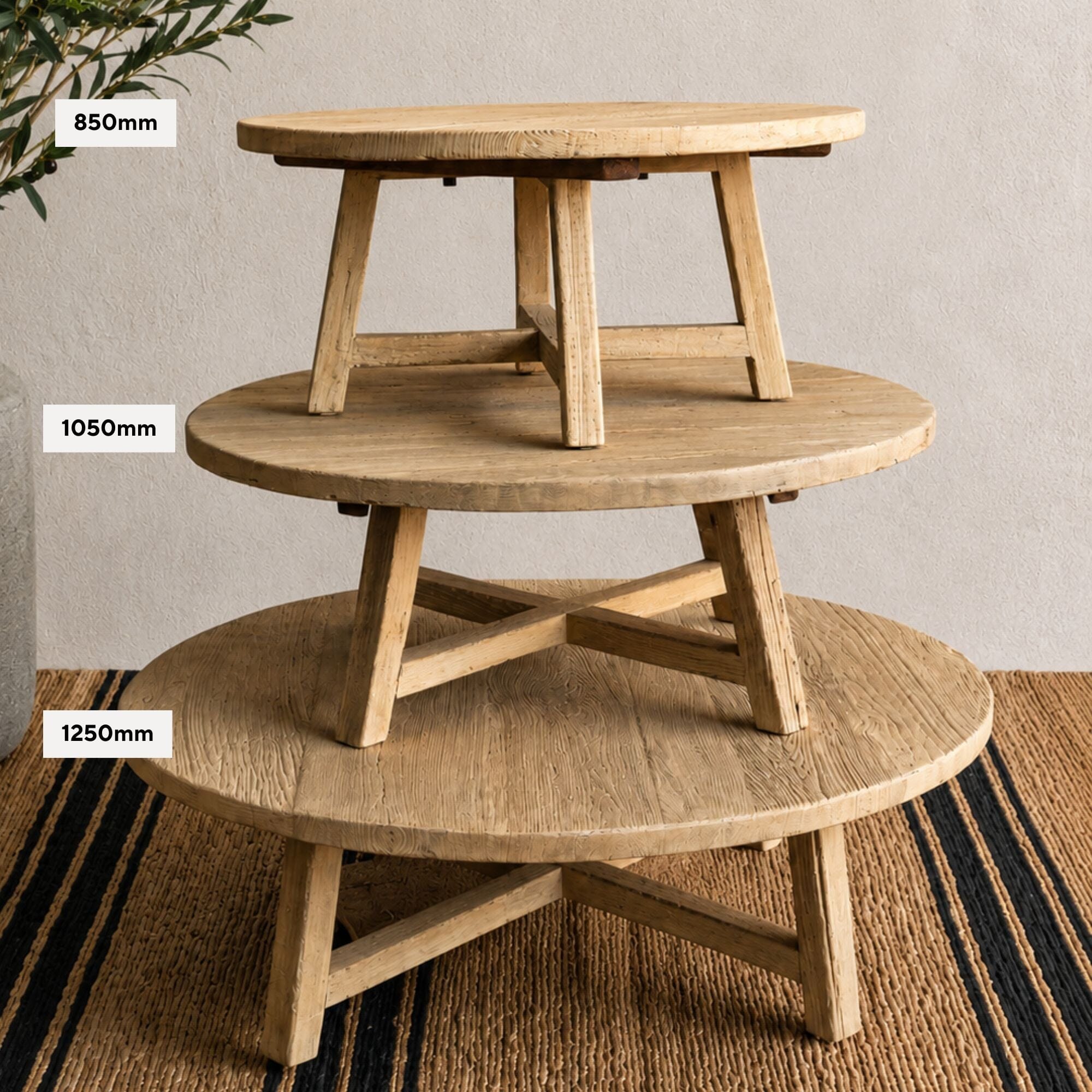 Elm Round Coffee Table - D1250mm - Natural Living Furniture Beachwood Designs 