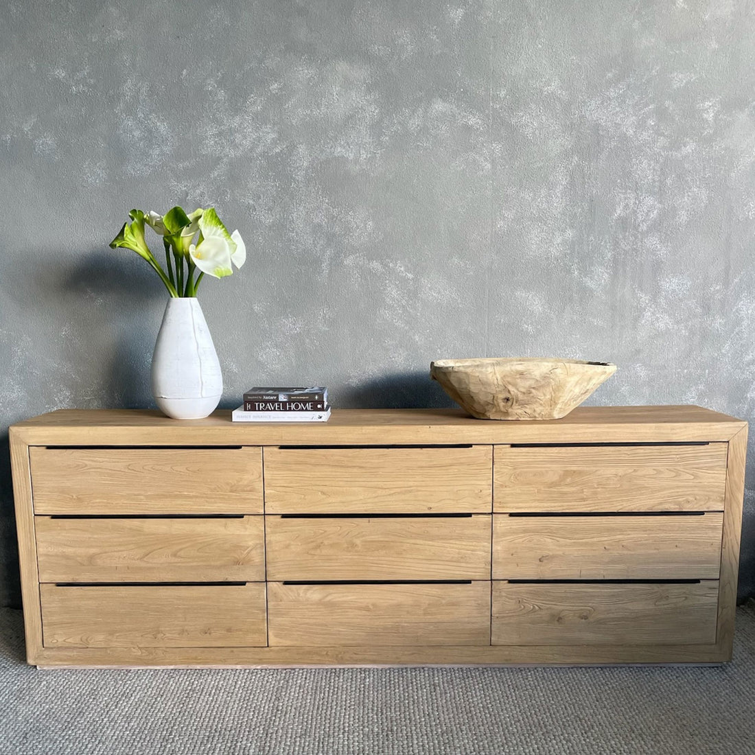 Elm Sideboard L2290mm - 9 Drawers Living Furniture Beachwood Designs 