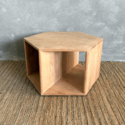 Freya Oak Hexagon Side Table Living Furniture Beachwood Designs 