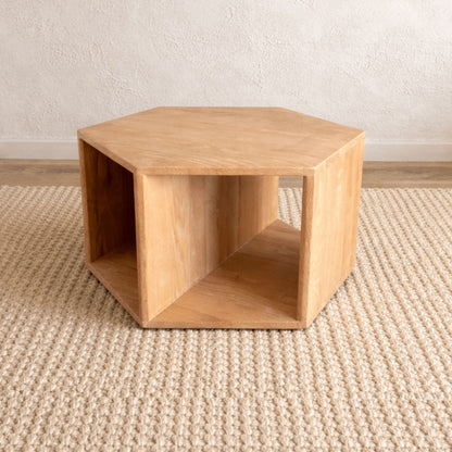 Freya Oak Hexagon Side Table Living Furniture Beachwood Designs 