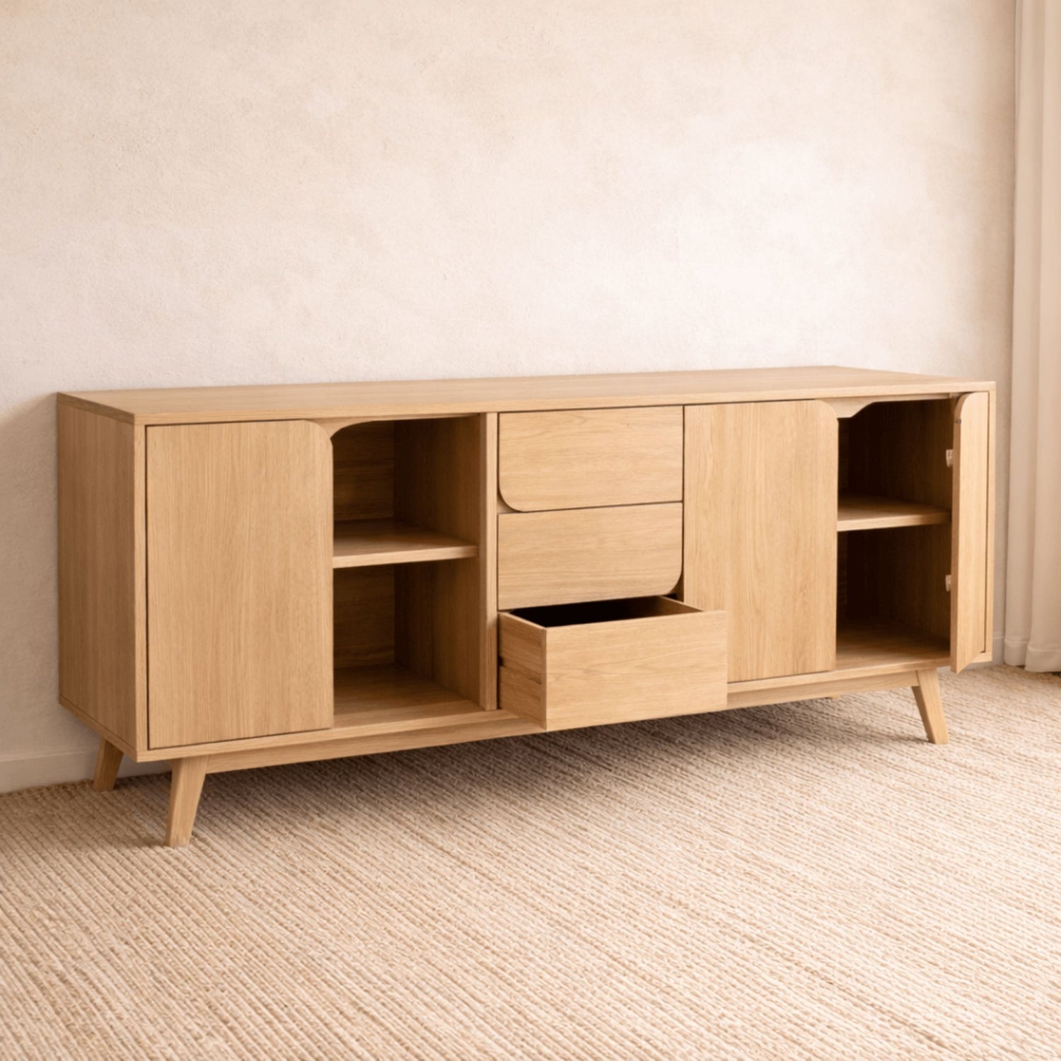 Freya Oak Sideboard Living Furniture Beachwood Designs 