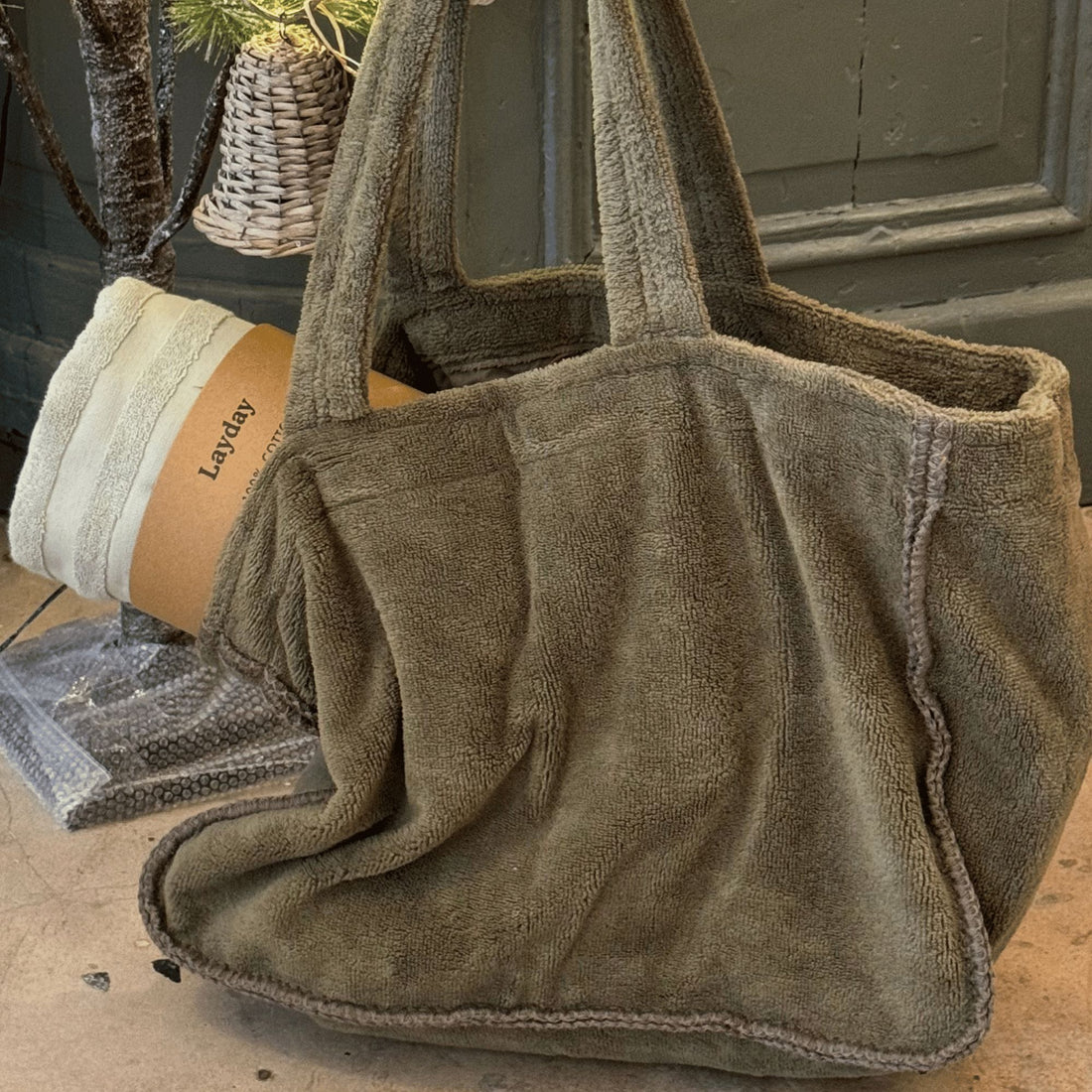 Green Terry Carry-All Tote Bag Homewares Beachwood Designs 