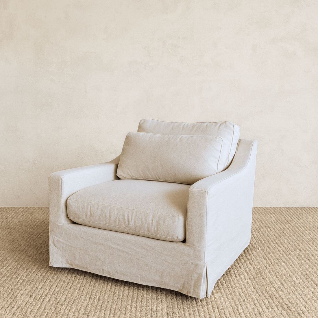 Hamilton Sofa - 1 Seater Living Furniture Beachwood Designs Salt &amp; Pepper Linen Cotton 
