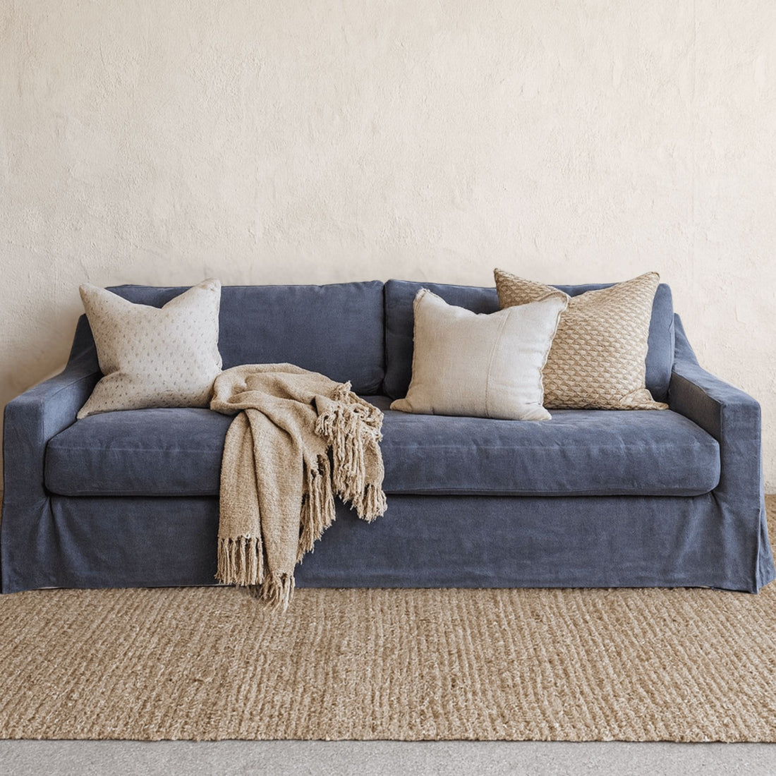 Hamilton Sofa - 3 Seater - Cobalt Living Furniture Beachwood Designs Cobalt Linen 