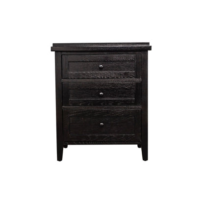 Hamptons Bedside L600mm - 3 Drawer Bedroom Furniture Beachwood Designs Black 