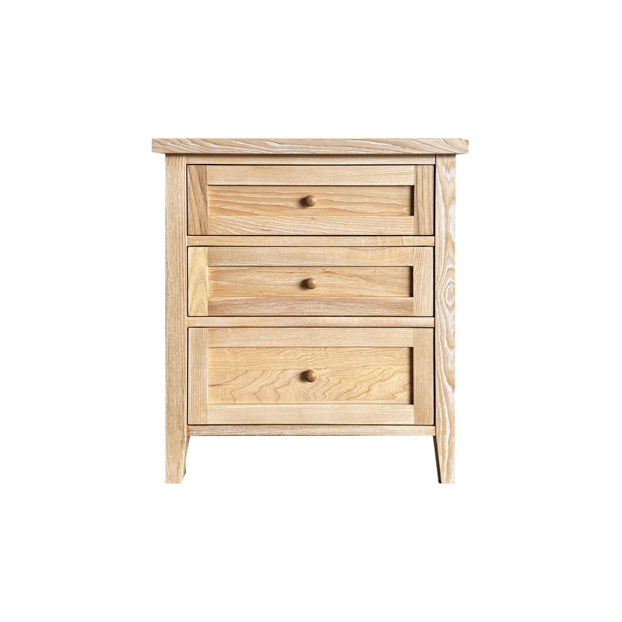 Hamptons Bedside L600mm - 3 Drawer Bedroom Furniture Beachwood Designs Limed Ash