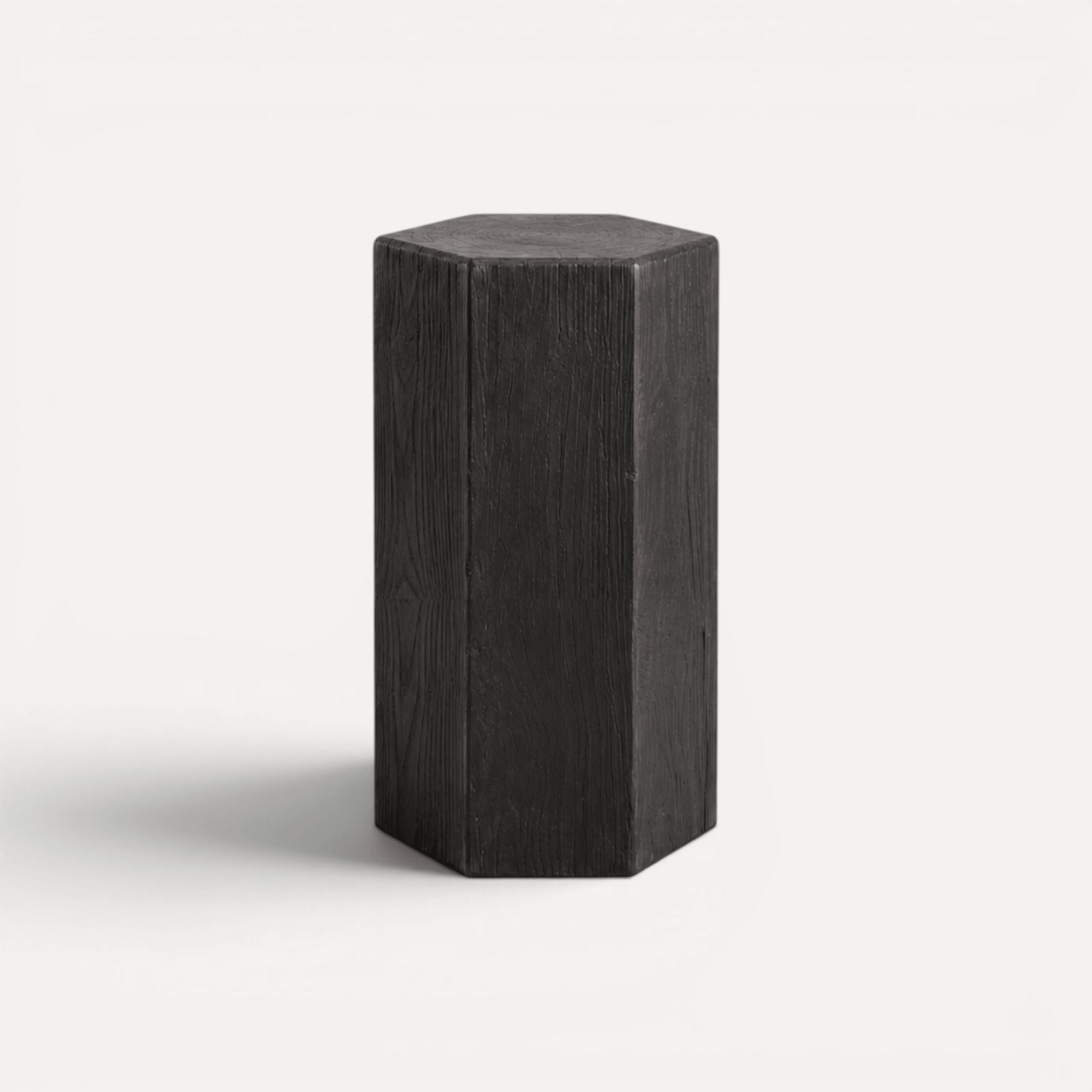 Hexagon Elm Side Table Living Furniture Beachwood Designs Black 