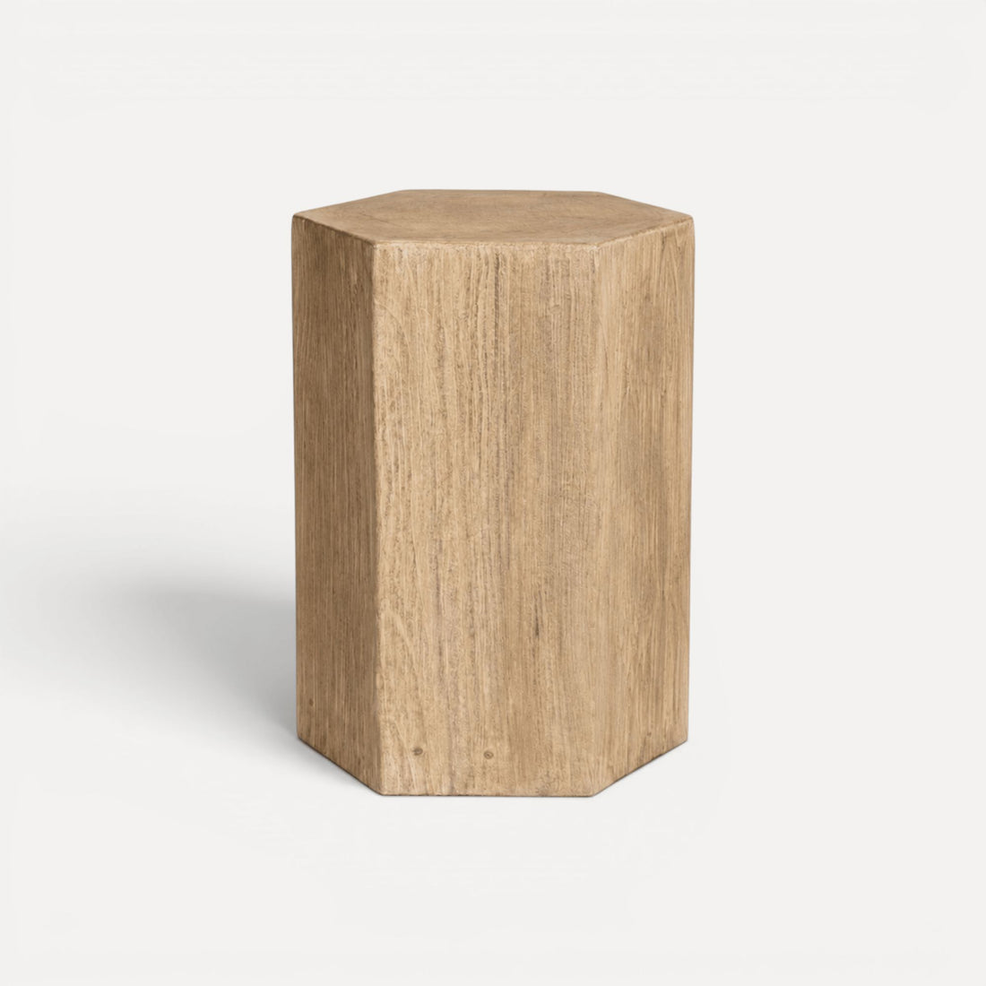 Hexagon Elm Side Table Living Furniture Beachwood Designs Natural 