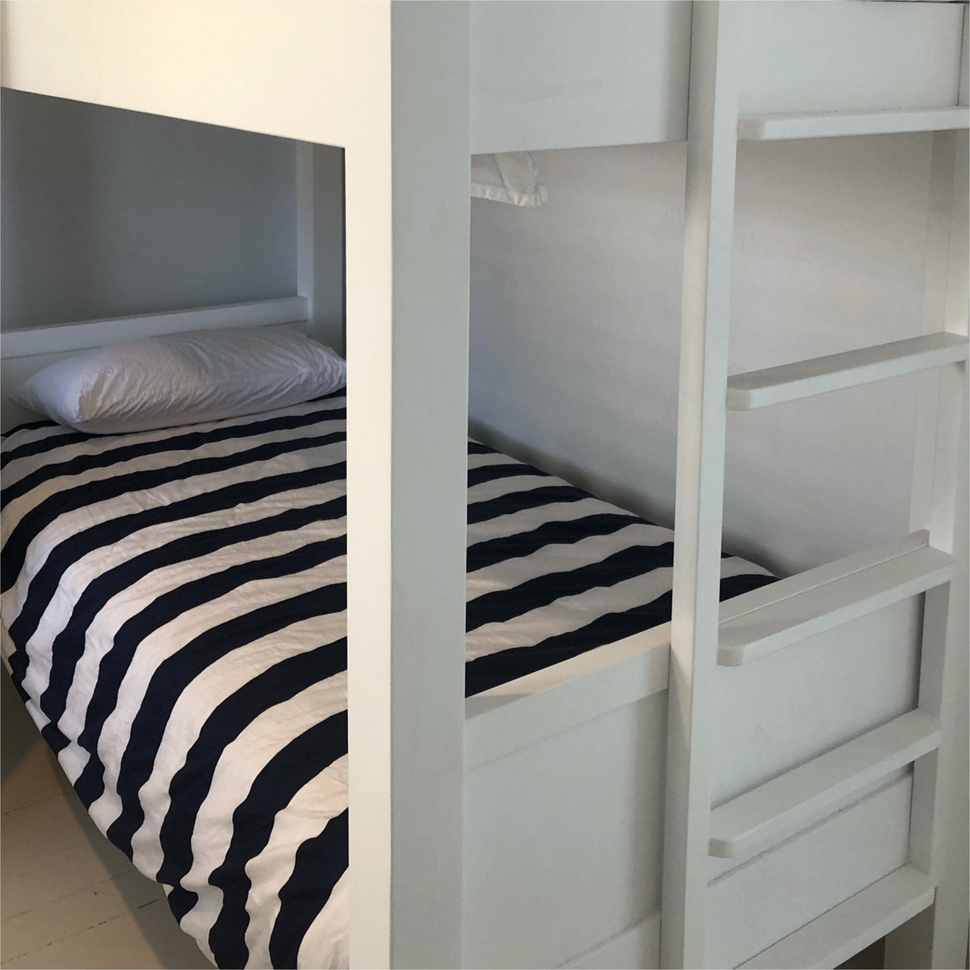 King Single Bunk Beds - Fixed Ladder Bedroom Furniture Beachwood Designs White 