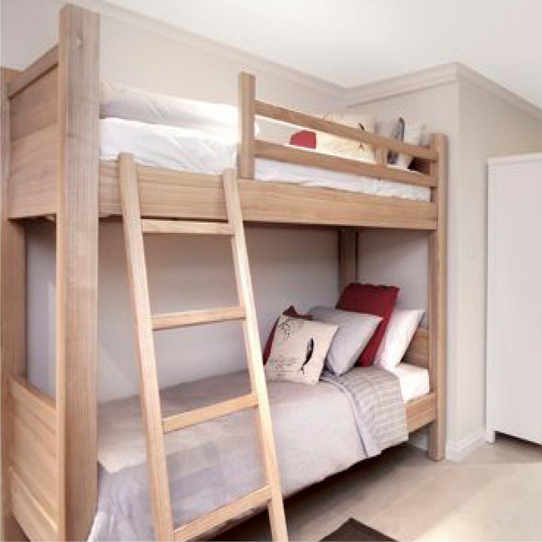 King Single Bunk Beds - Removable Ladder Bedroom Furniture Beachwood Designs Limed Ash 