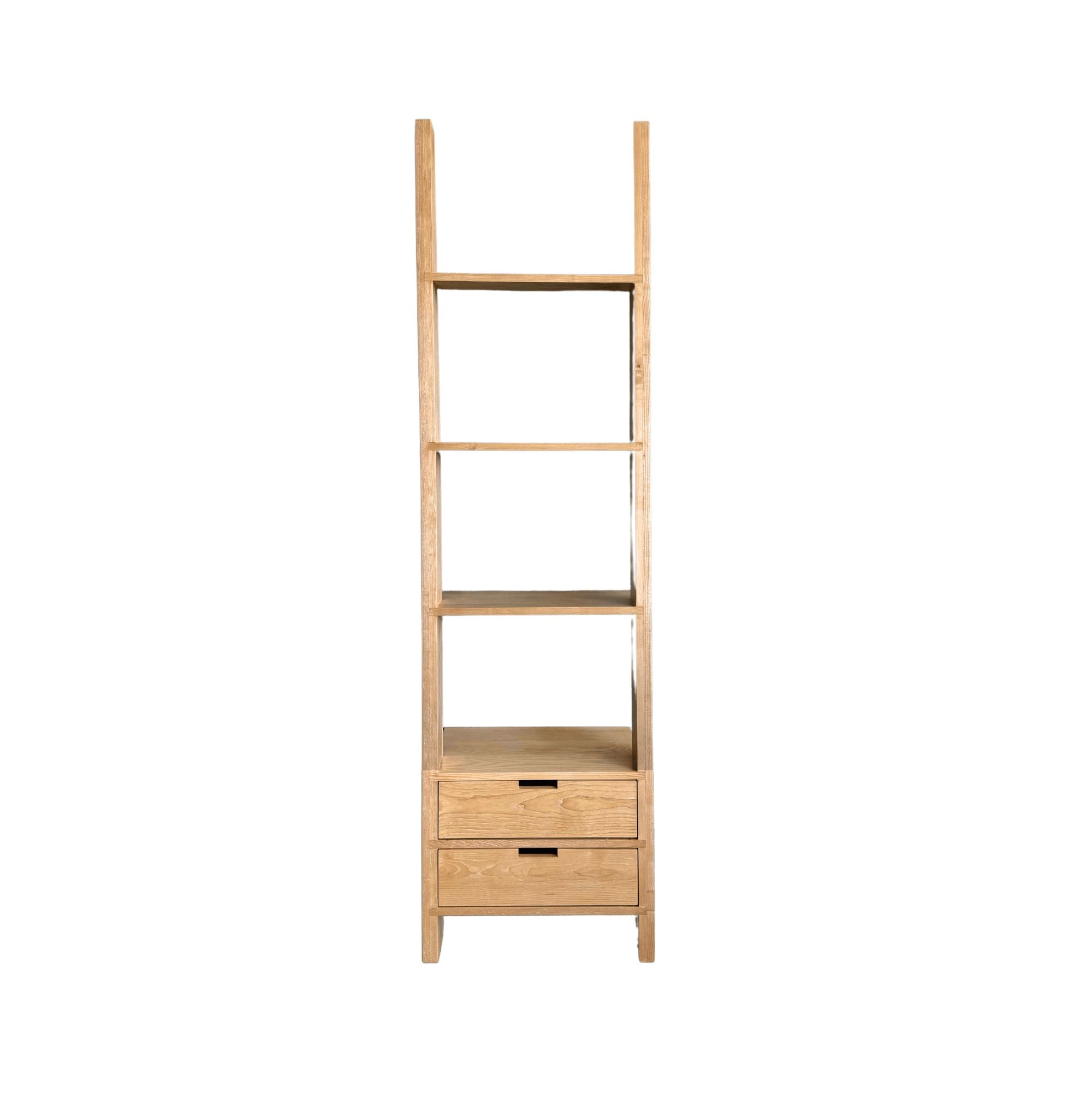 Ladder Bookcase with 2 Drawers Office &amp; Storage Furniture Beachwood Designs Limed Ash 