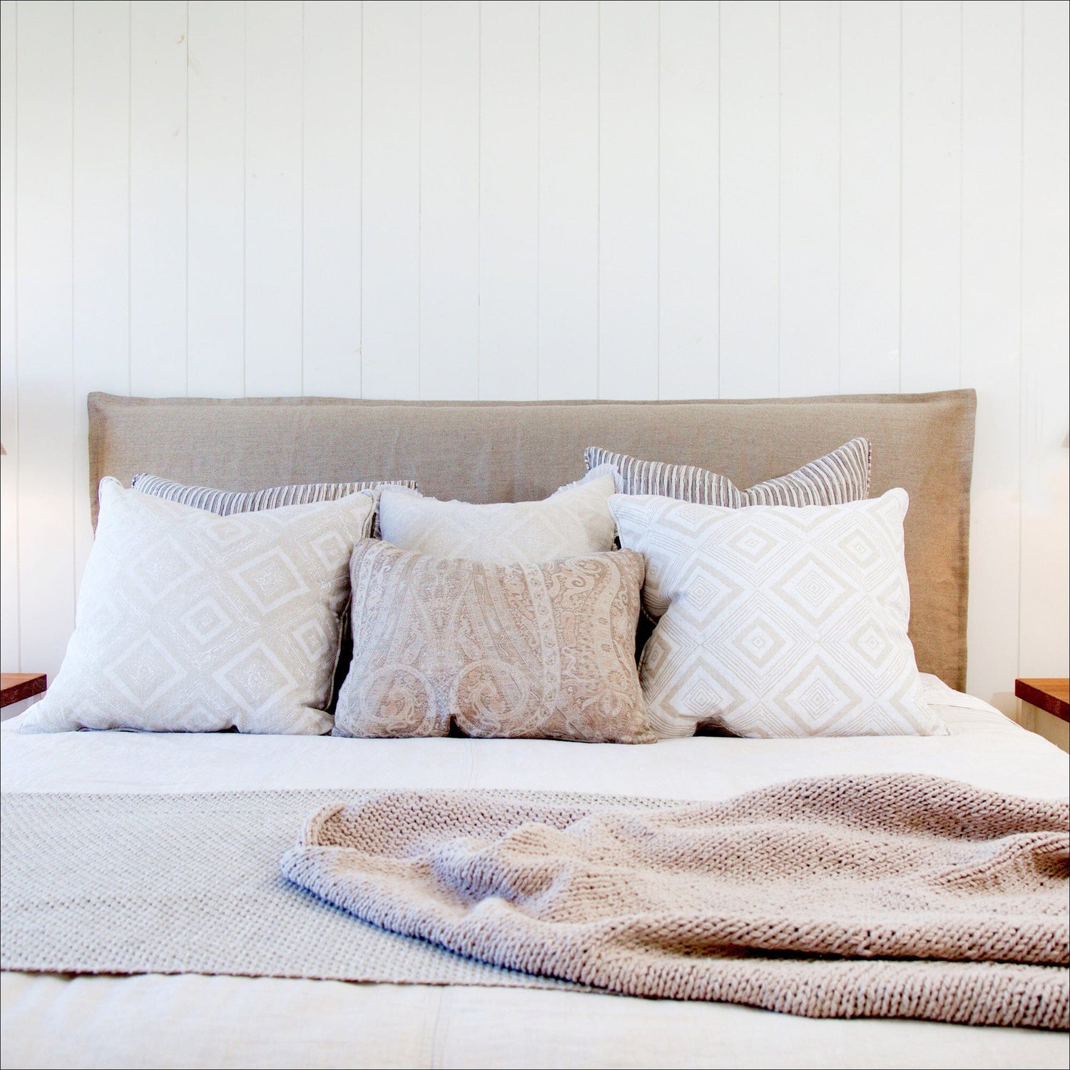 Laguna Linen Bedhead - Queen Bedroom Furniture Beachwood Designs 