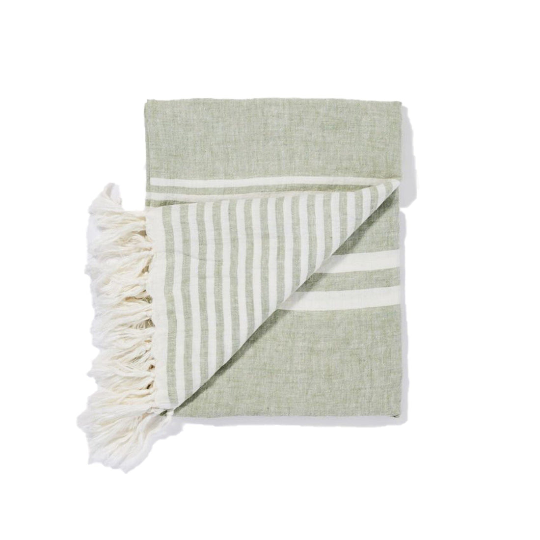 Linen Striped Throw Homewares Beachwood Designs Pistachio 