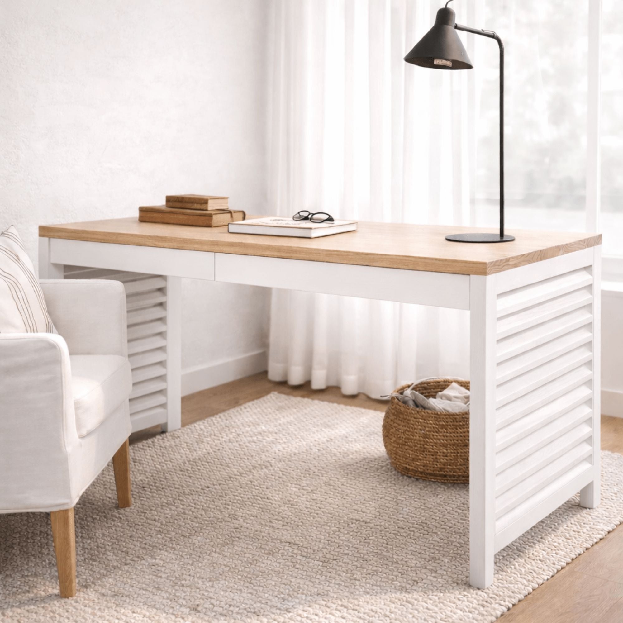 Louvred Desk L1500mm with 2 Drawers Office &amp; Storage Furniture Beachwood Designs 