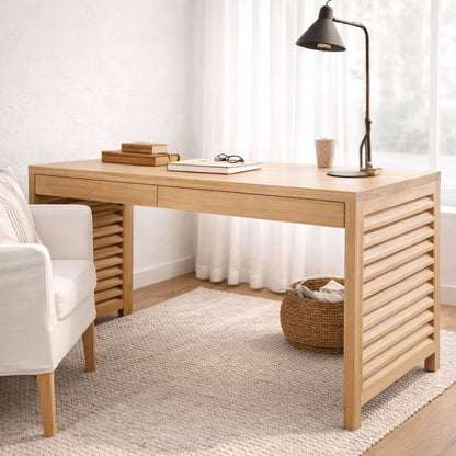 Louvred Desk L1500mm with 2 Drawers Office &amp; Storage Furniture Beachwood Designs