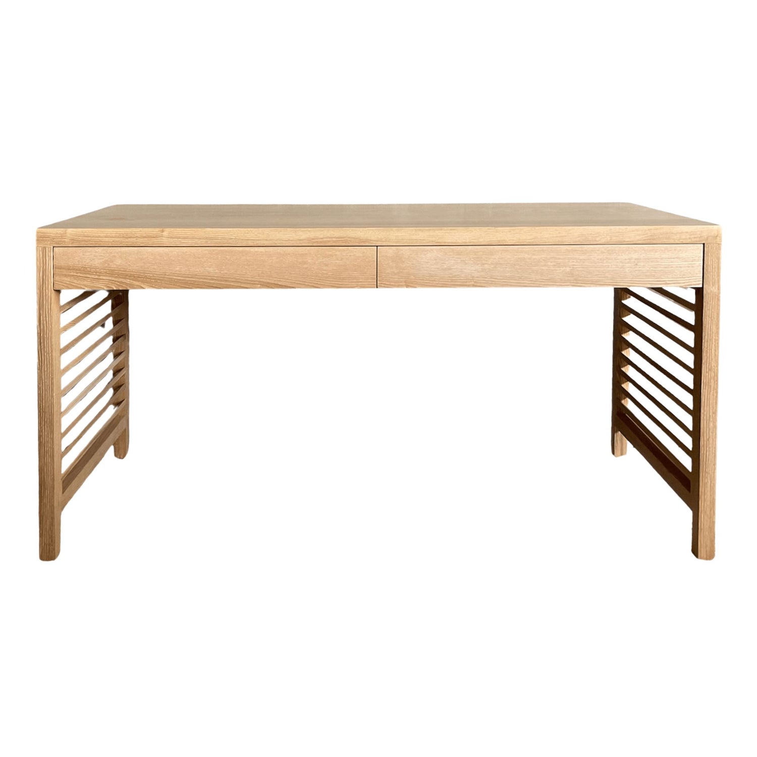 Louvred Desk L1500mm with 2 Drawers Office &amp; Storage Furniture Beachwood Designs Limed Ash 