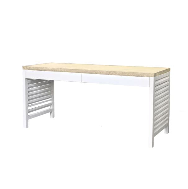 Louvred Desk L1500mm with 2 Drawers Office &amp; Storage Furniture Beachwood Designs White &amp; Limed Ash 