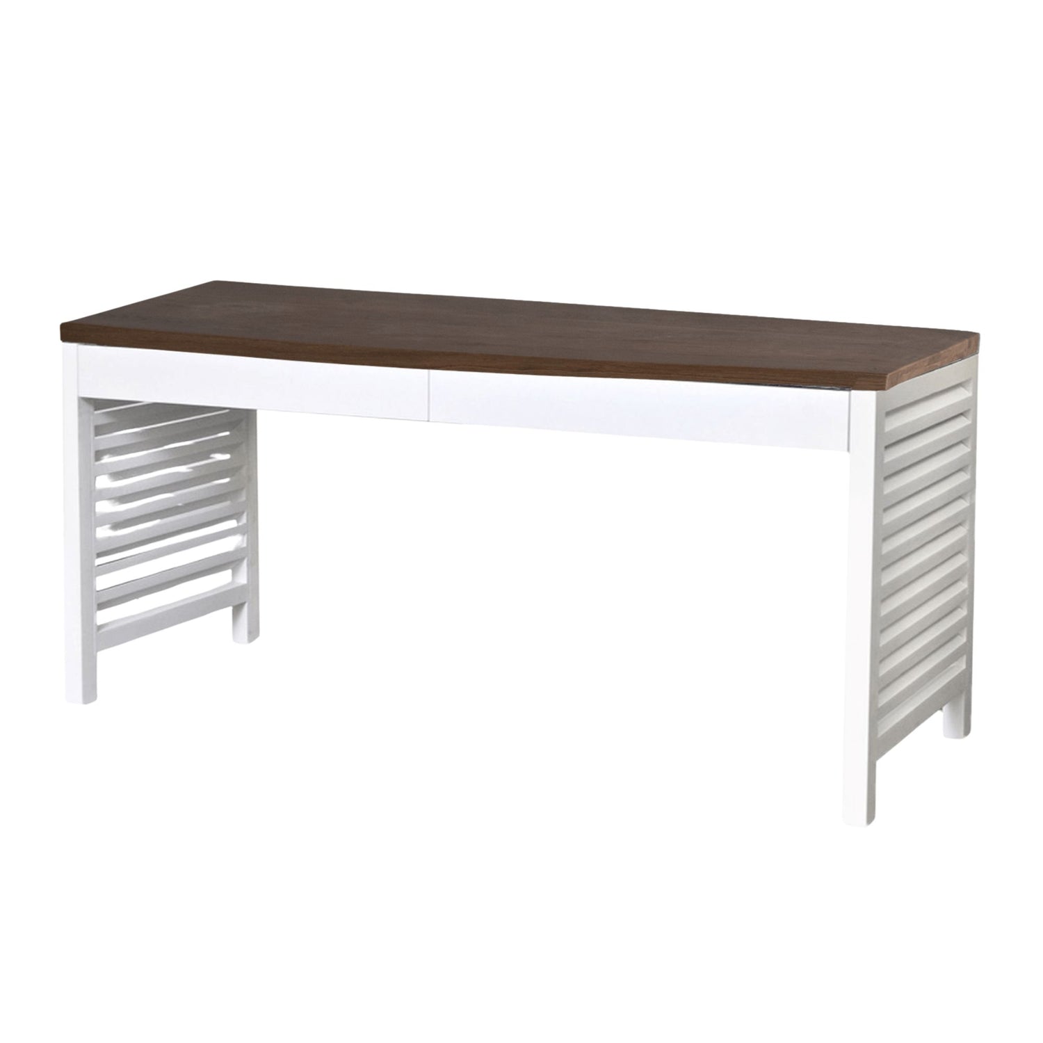 Louvred Desk L1500mm with 2 Drawers Office &amp; Storage Furniture Beachwood Designs White &amp; Weathered Oak
