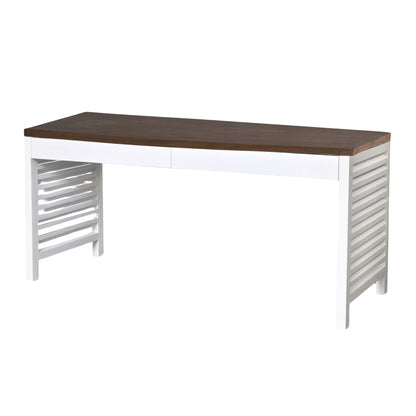 Louvred Desk L1500mm with 2 Drawers Office &amp; Storage Furniture Beachwood Designs White &amp; Weathered Oak