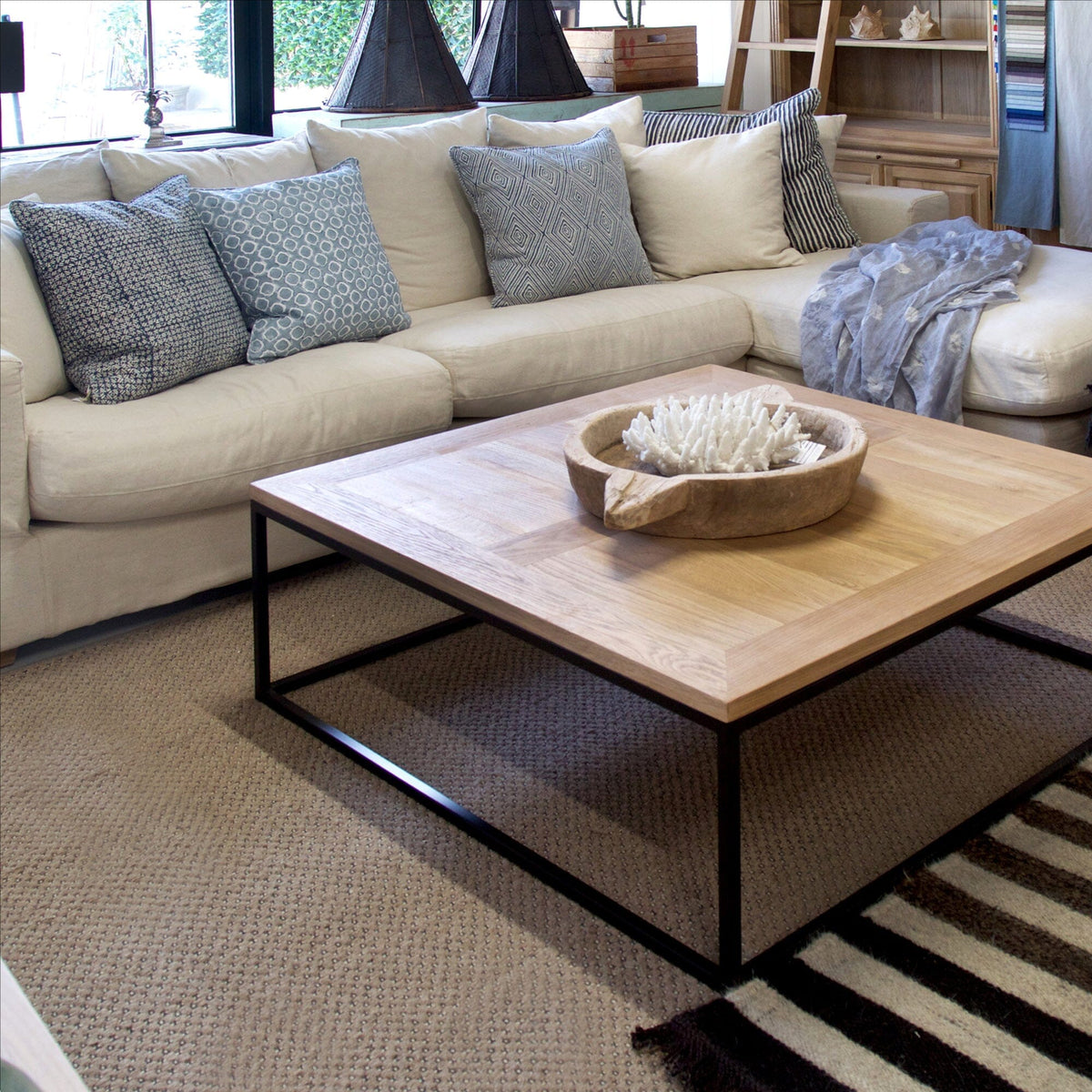 Manhattan Square Coffee Table - Weathered American Oak Living Furniture Beachwood Designs 
