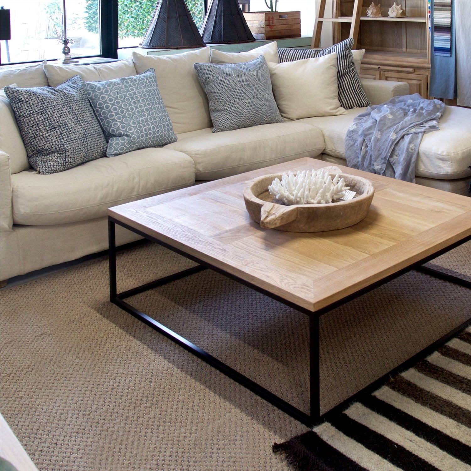 Manhattan Square Coffee Table - Weathered American Oak Living Furniture Beachwood Designs 