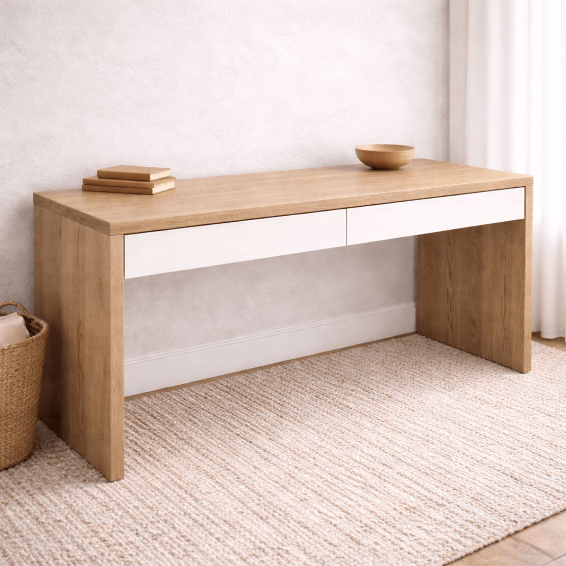 Modern Desk with 2 Drawers L1500mm Office & Storage Furniture Beachwood Designs
