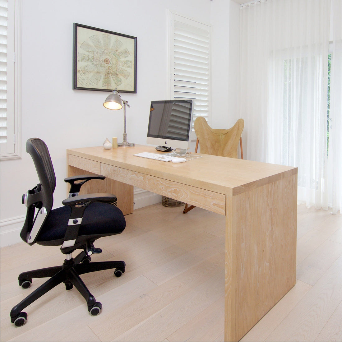 Modern Desk with 2 Drawers L1500mm Office &amp; Storage Furniture Beachwood Designs 