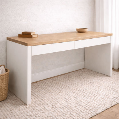 Modern Desk with 2 Drawers L1500mm Office &amp; Storage Furniture Beachwood Designs White &amp; Limed Ash 