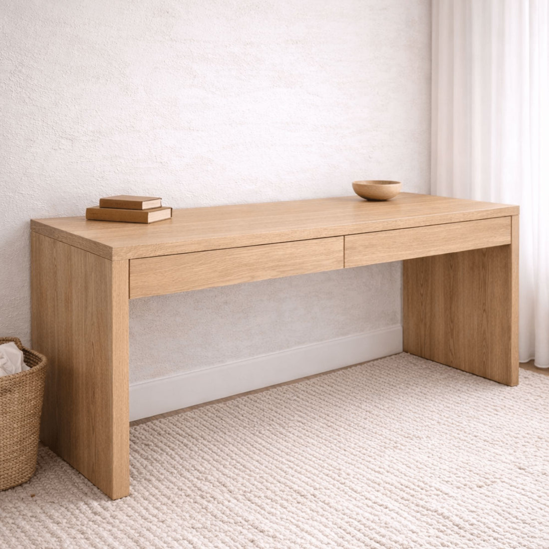 Modern Desk with 2 Drawers L1700mm Office &amp; Storage Furniture Beachwood Designs Limed Ash 