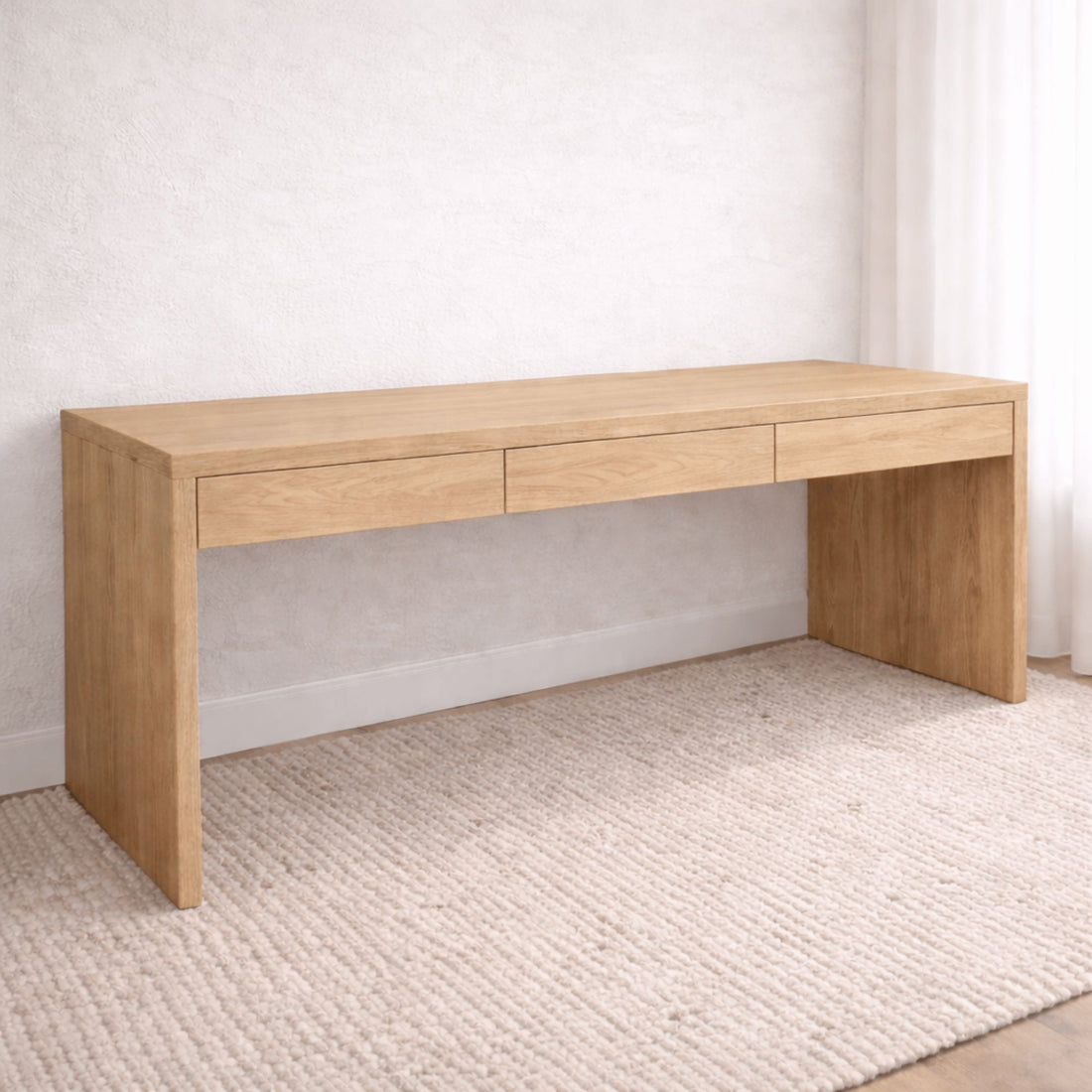 Modern Desk with 3 Drawers L2000mm Office &amp; Storage Furniture Beachwood Designs Limed Ash 