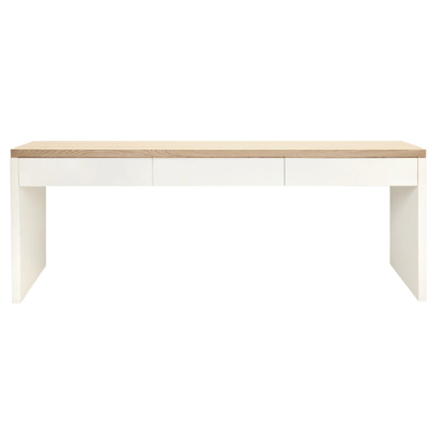 Modern Desk with 3 Drawers L2000mm Office &amp; Storage Furniture Beachwood Designs White &amp; Limed Ash 