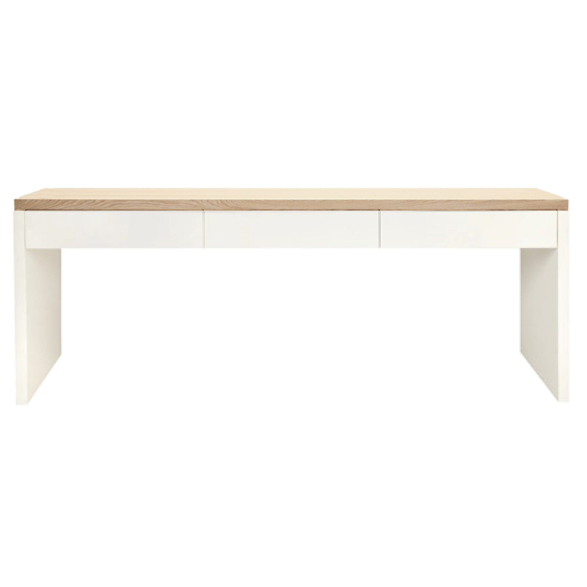 Modern Desk with 3 Drawers L2000mm Office &amp; Storage Furniture Beachwood Designs White &amp; Limed Ash 