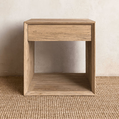 Modern Elm Bedside 500L - 1 Drawer Bedroom Furniture Beachwood Designs 